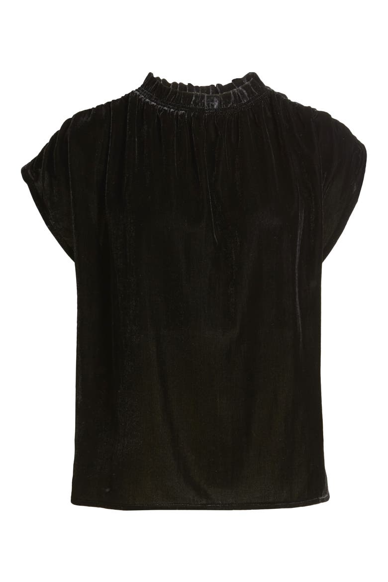 Extended Sleeve Velvet Top, Alternate, color, BLACK