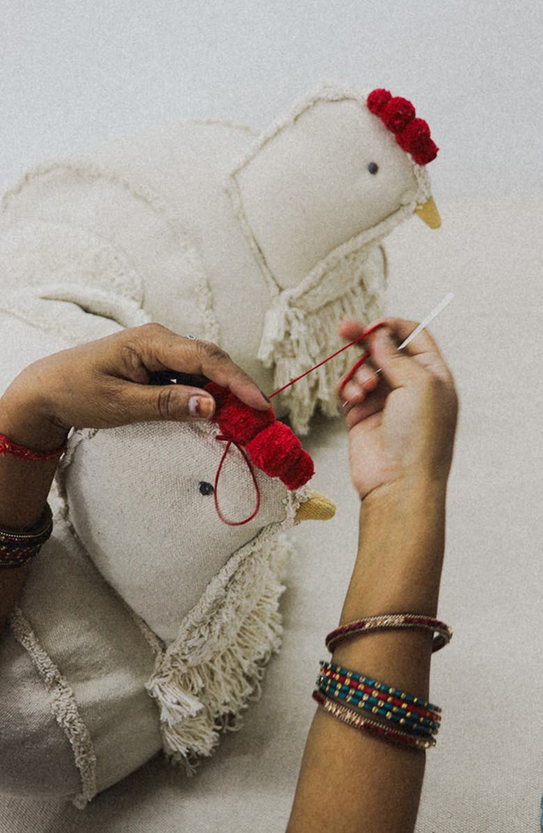 Lorena Canals Chicken Pouf, Alternate, color, Natural Red Honey