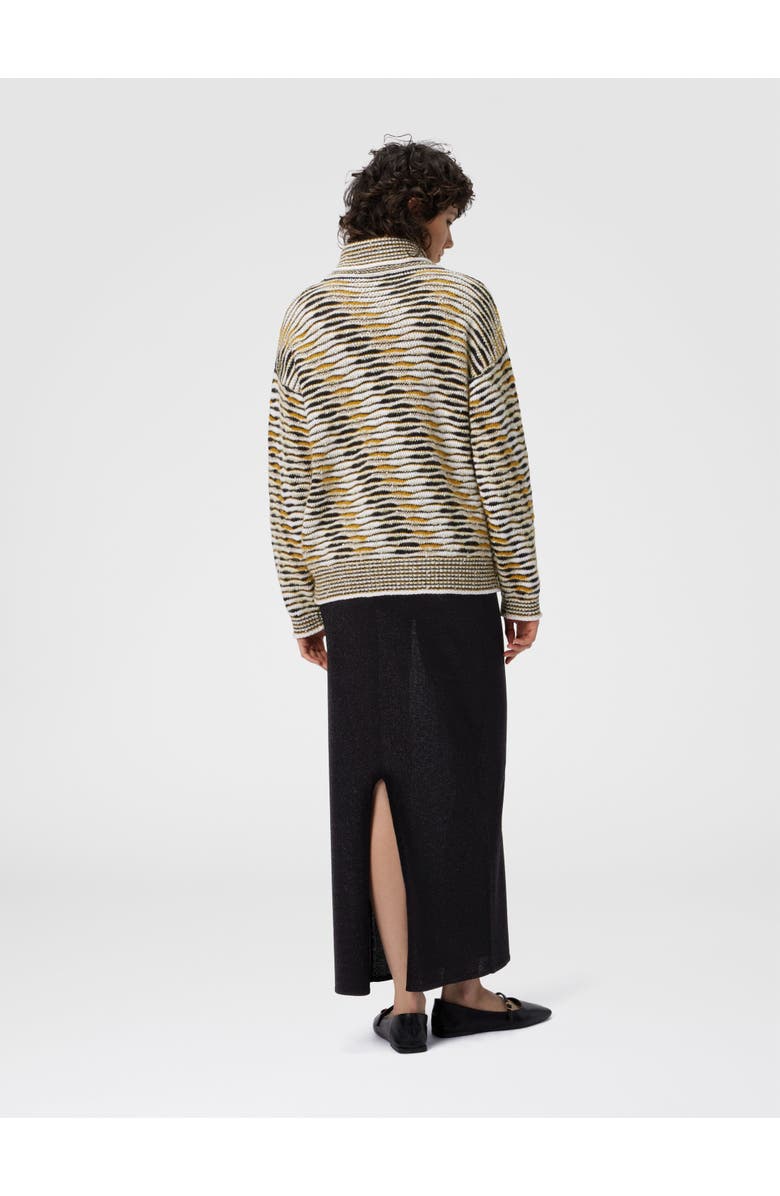 Missoni Oversized High-neck Sweater With Flame Pattern, Alternate, color, Yellow & Brown