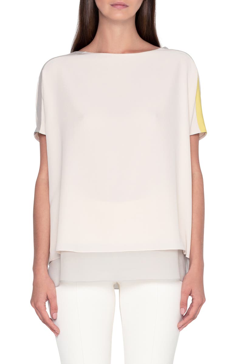 Akris Layered Colorblock Silk Crepe Blouse, Main, color,