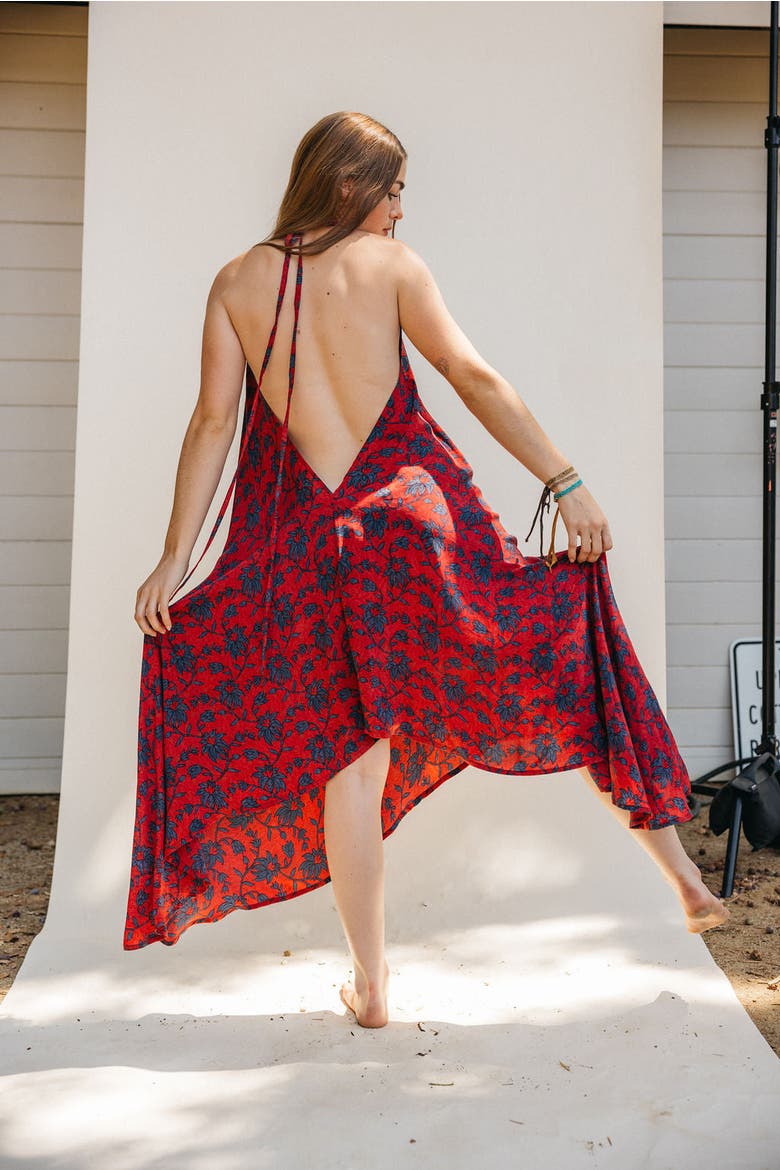 Classic Silk Dress Rhapsody, Alternate, color, Red