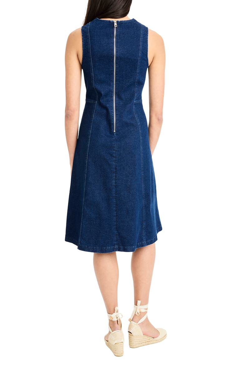 Fit & Flare Denim Dress, Alternate, color, DARK WASH