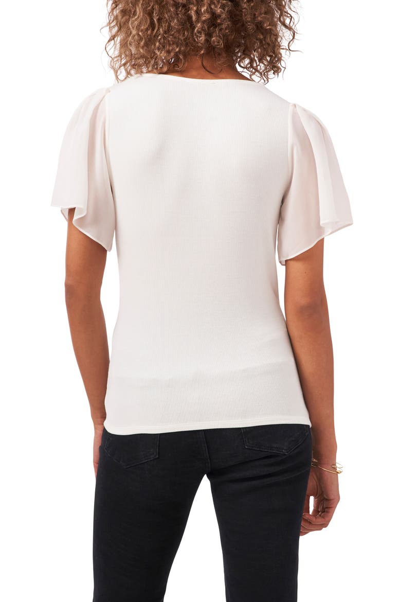 Flutter Sleeve Rib Knit T-Shirt, Alternate, color, SOFT ECRU
