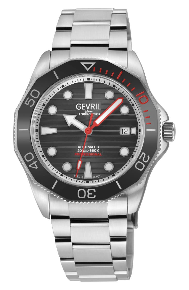 GEVRIL Pier 90 Swiss Automatic Bracelet Watch, 42mm, Main, color, 