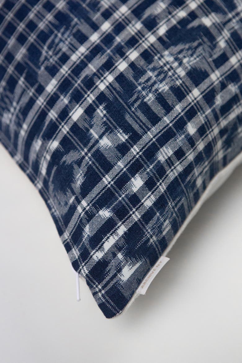 Vintage Ikat Corte Plaid Handwoven Cotton Throw Pillow, Alternate, color, Blue
