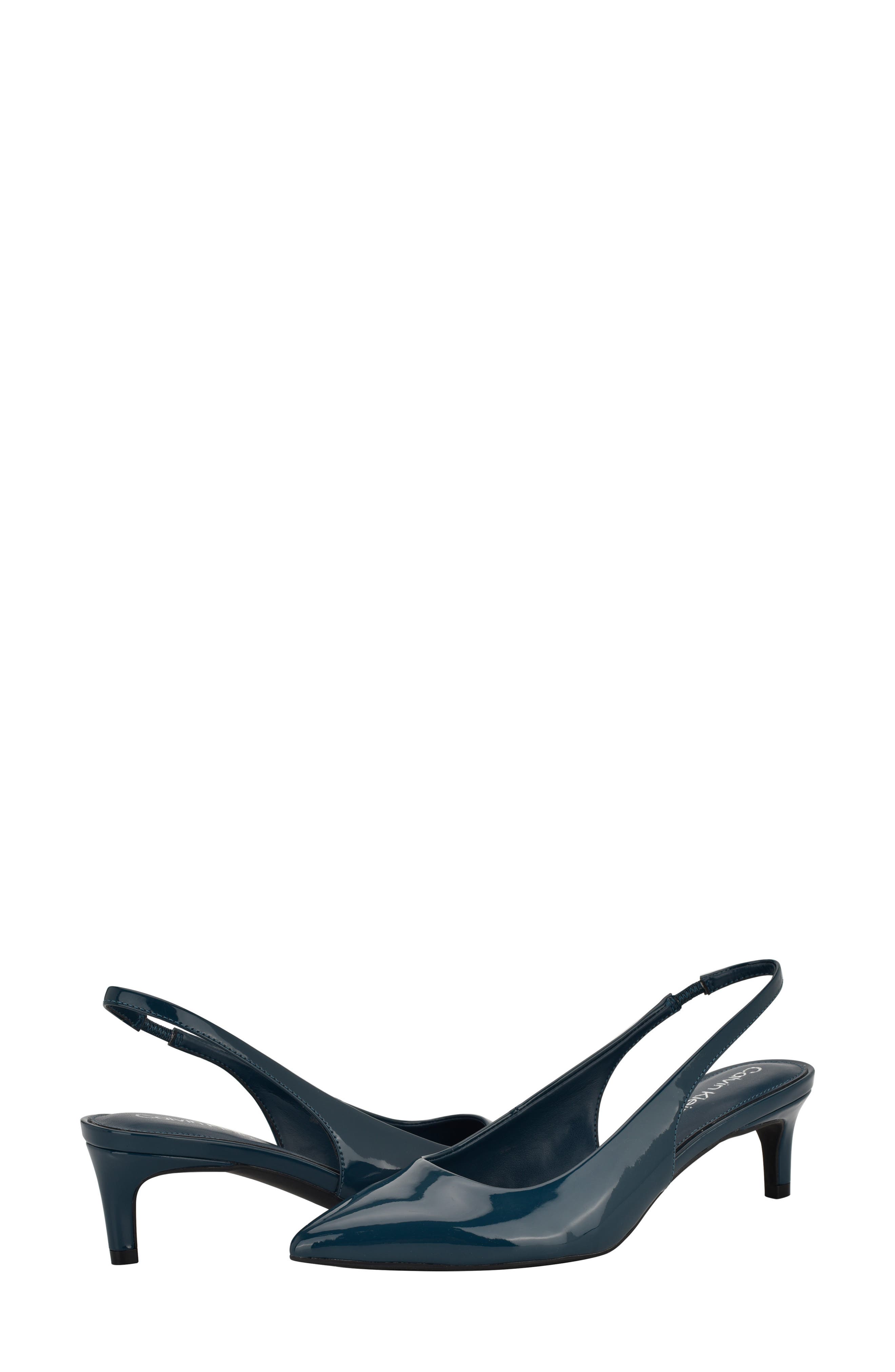 Calvin Klein Dainty Kitten Heel Pointed Toe Slingback Pump, Alternate, color, Dark Green