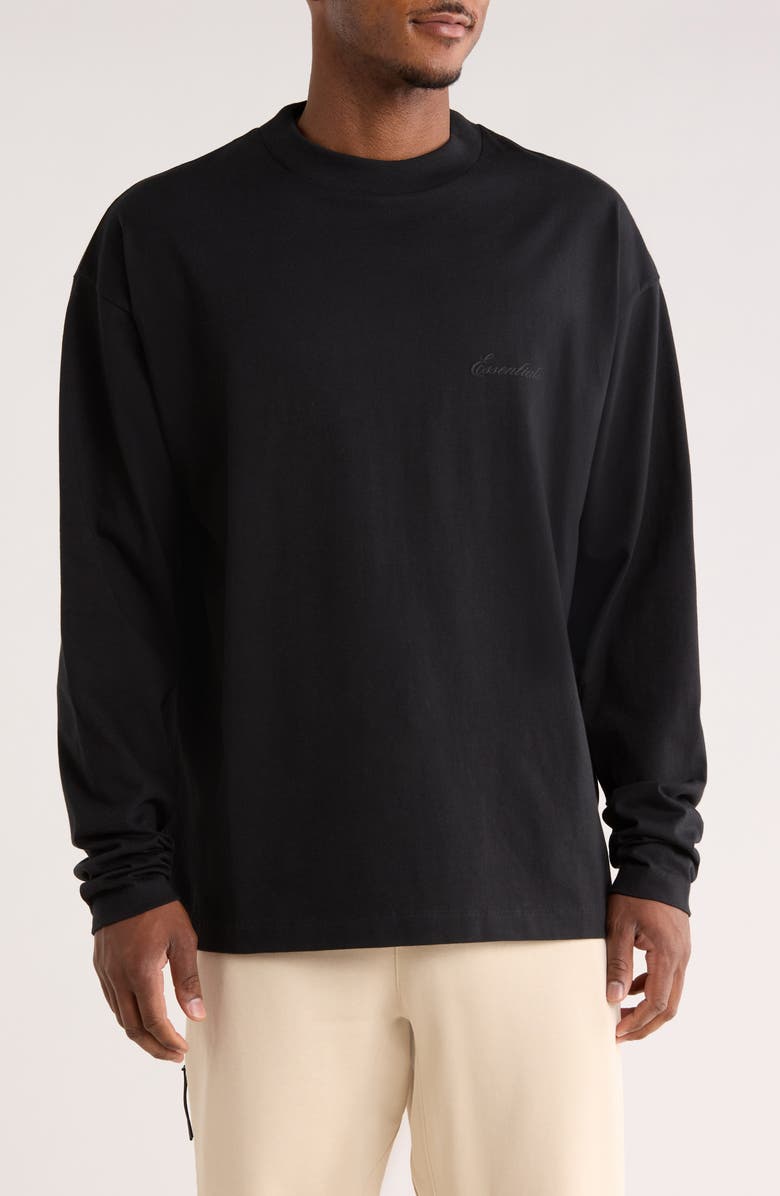 Fear of God Essentials Classic Fit Long Sleeve Cotton T-Shirt, Main, color, Vintage Black