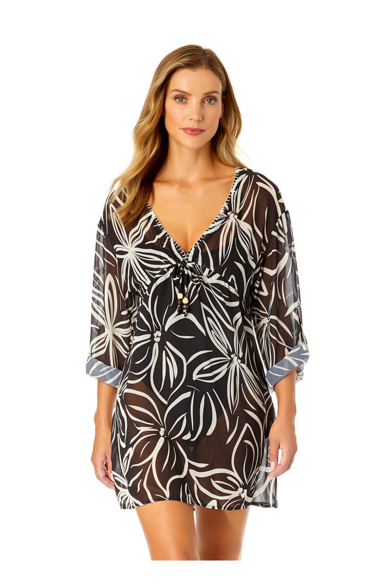 Anne Cole Women's V Neck Roll Tab Sleeve Pocket Dress Cover Up, Alternate, color, 