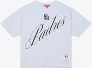 Mitchell & Ness Women's Mitchell & Ness Heather Gray San Diego Padres Script Cropped Boxy T-Shirt