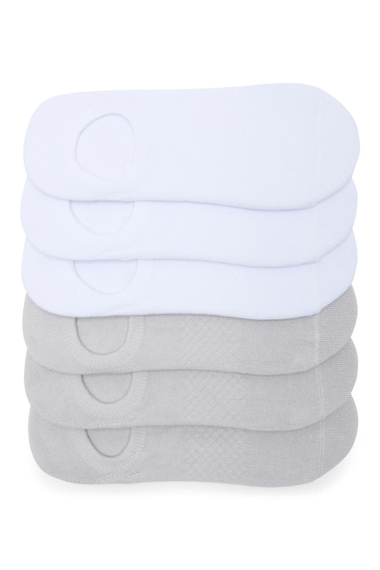 6-Pack No-Show Socks, Main, color, WHITE/ LUNAR DUST COMBO