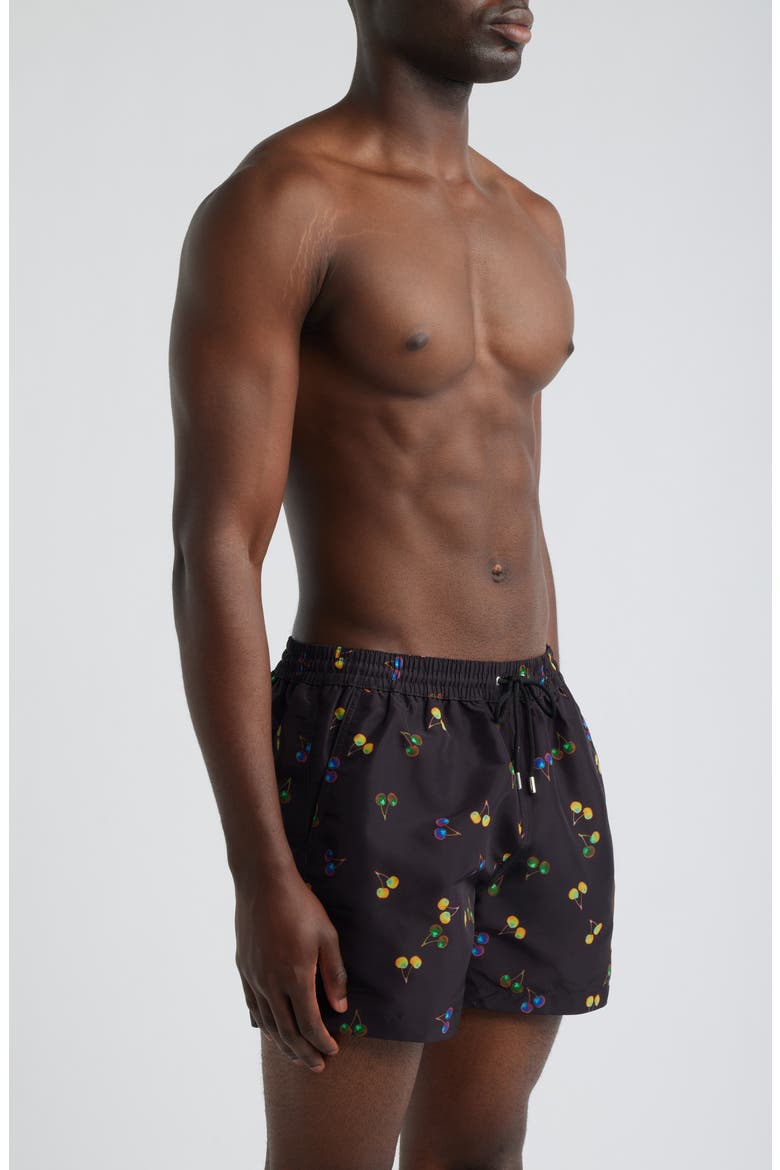 Cherries Swim Trunks, Alternate, color, BLACK