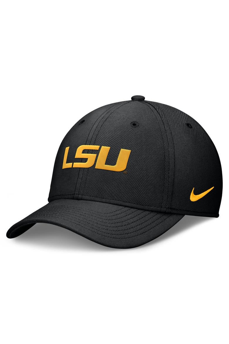 Men's Nike Black LSU Tigers Rise SwooshFlex Dri-FIT Hat, Main, color, Black