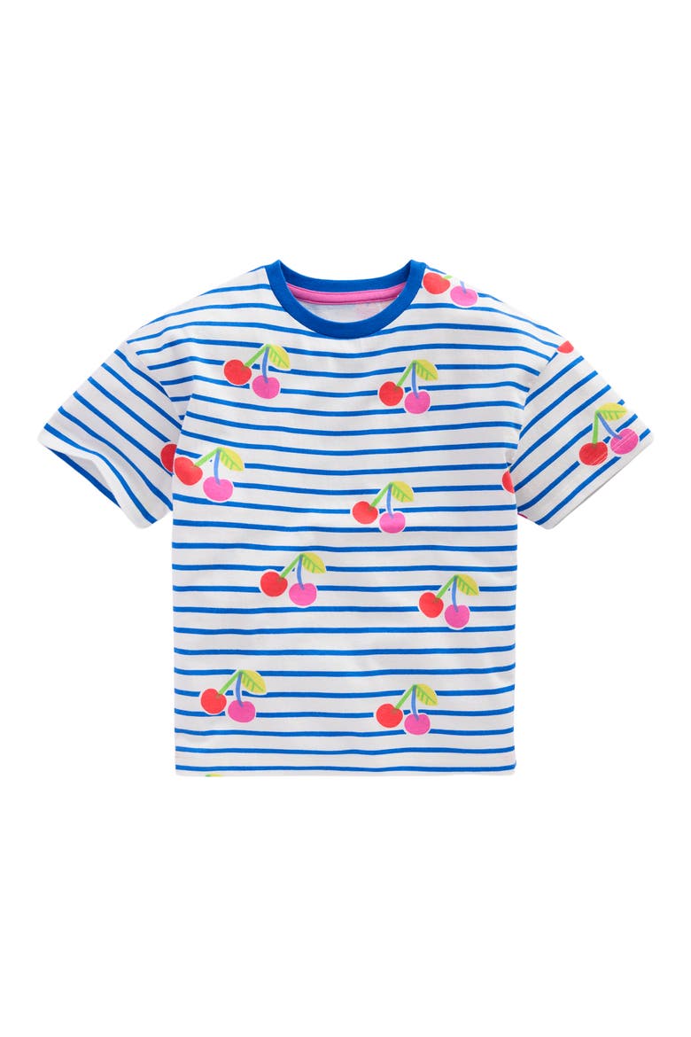 Kids' Breton Tee, Main, color, KINGFISHER BLUE CHERRY STRIPE