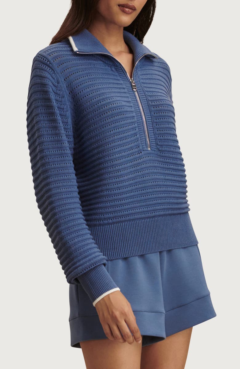 Varley Morwenna Half Zip Knit Sweatshirt, Alternate, color, Bijou Blue
