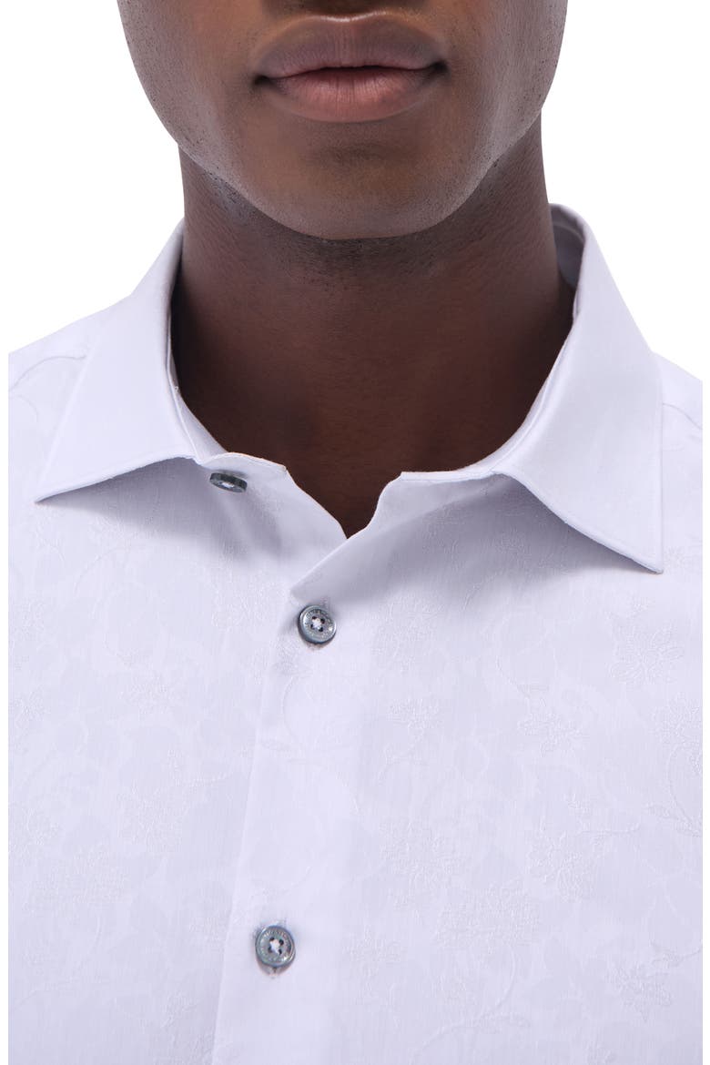 Axel Floral Jacquard Shaped Fit Button-Up Shirt, Alternate, color, PLATINUM