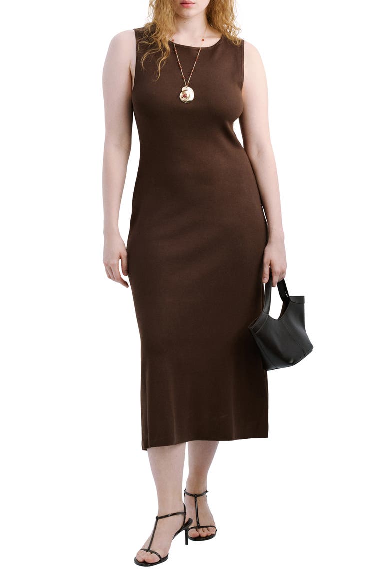 Sleeveless Knit Midi Dress, Main, color, CHOCOLATE
