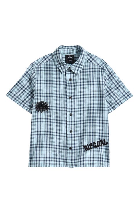 Kids' Surf Shack Plaid Button-Up Shirt