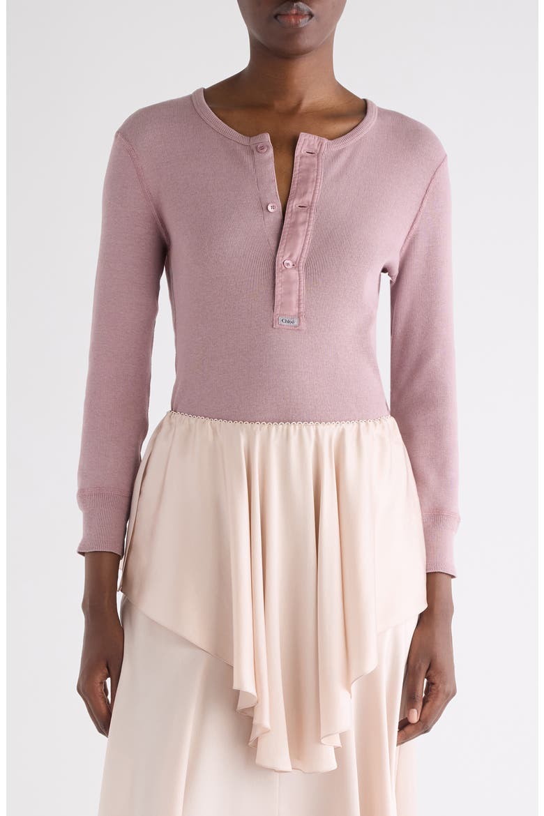 Rib Organic Cotton Henley, Main, color, BLUSHY PURPLE