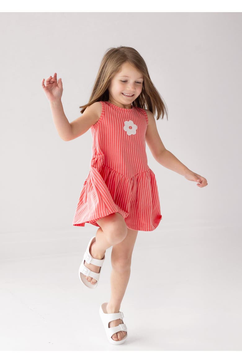 Striped Blossom Sleeveless Dress, Alternate, color, Red