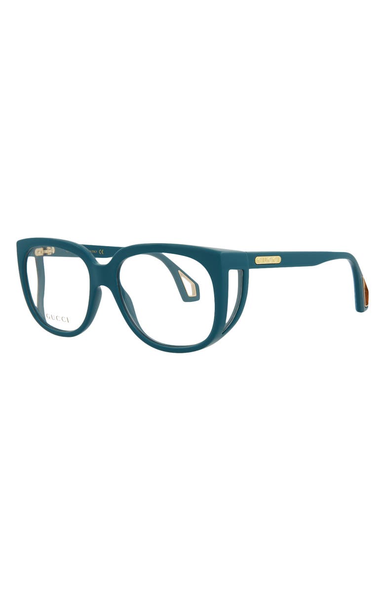 Gucci 56mm Oversize Optical Frames, Alternate, color, Blue Blue Transparent