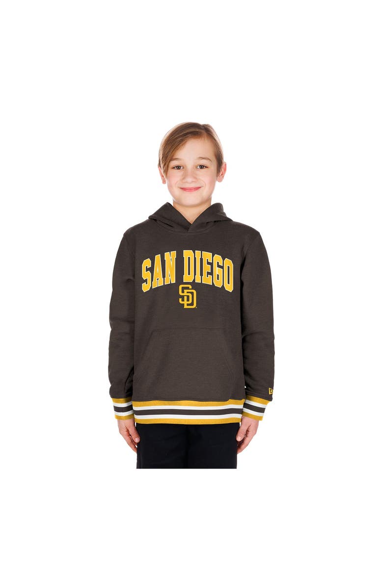 Youth New Era Brown San Diego Padres Knit Trim Pullover Hoodie, Main, color, Brown