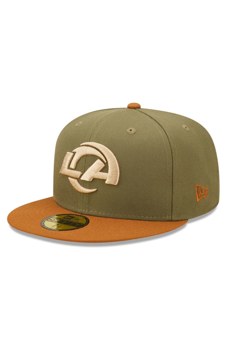 New Era Men's New Era Olive/Brown Los Angeles Rams Toasted Peanut 59FIFTY Fitted Hat, Alternate, color, 