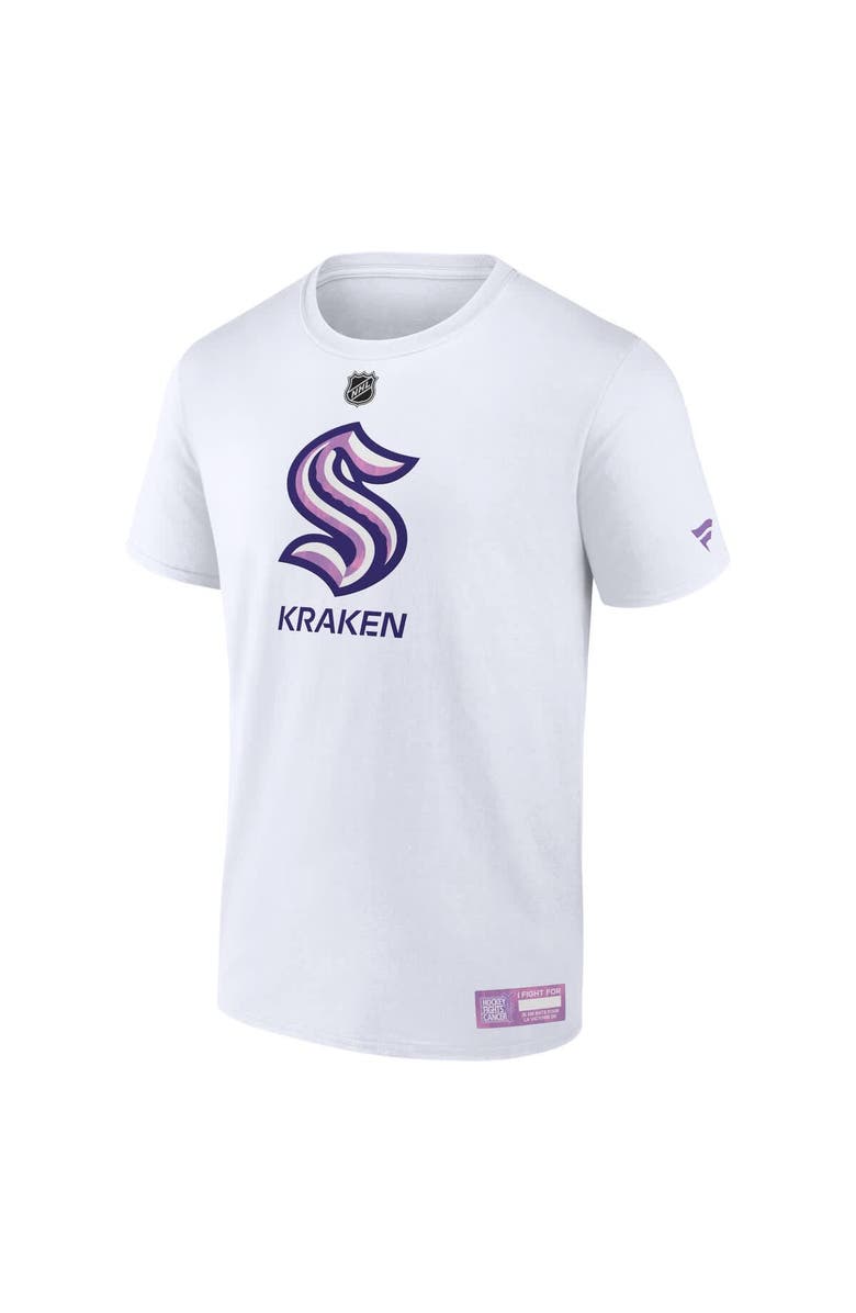 FANATICS Men's Fanatics White Seattle Kraken 2024 Hockey Fights Cancer T-Shirt, Alternate, color, White