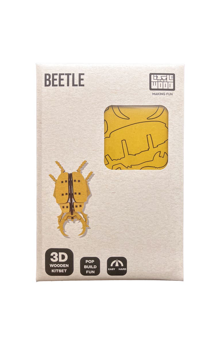 Little & Wood Woodlet Beetle Yellow, 3D Wooden Kitset, Ages 6+, Alternate, color, Multicolored