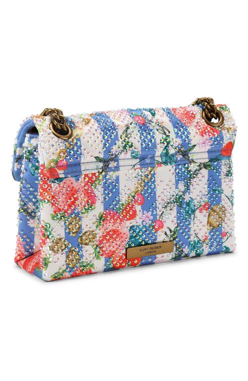 Shop Kurt Geiger London Mini Kensington Crystal Embellished Fabric Crossbody Bag In Open White