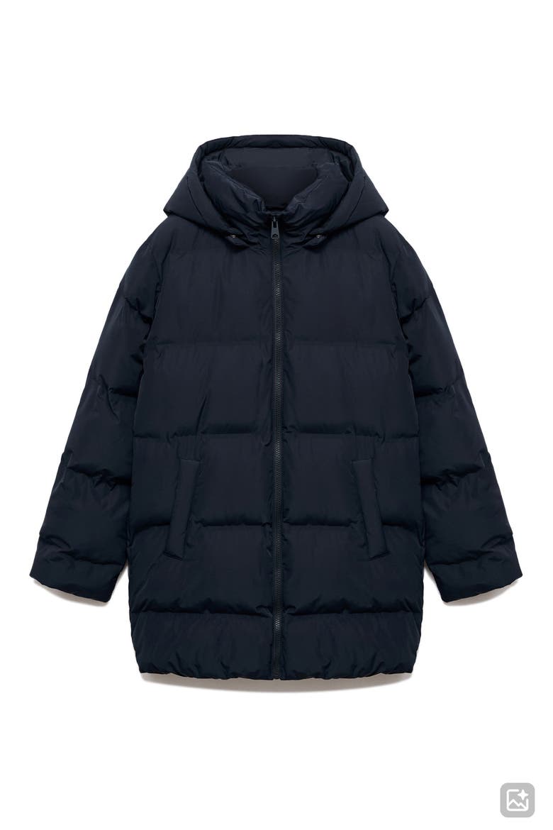Hooded Puffer Coat, Main, color, NAVY