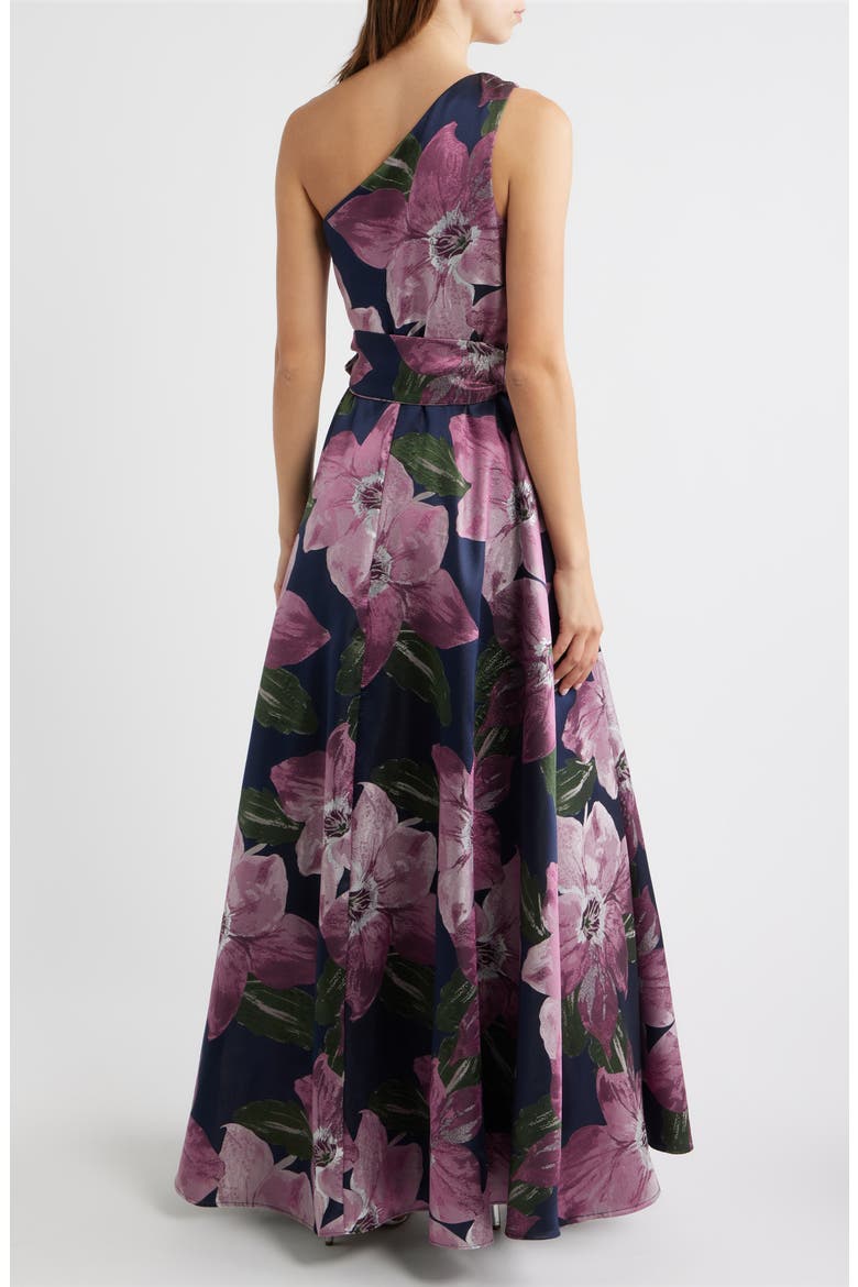 Floral Print One-Shoulder Ballgown, Alternate, color, NAVY MULTI