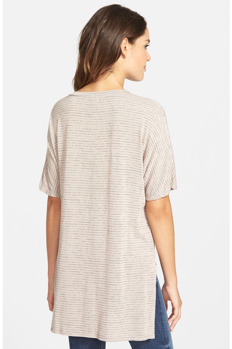 Project Social T Stripe Henley Tee, Alternate, color, TAUPE/ BLACK
