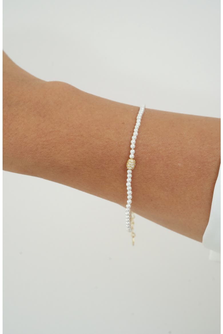 Faux Pearl Fire Ball Bracelet, Alternate, color, GOLD