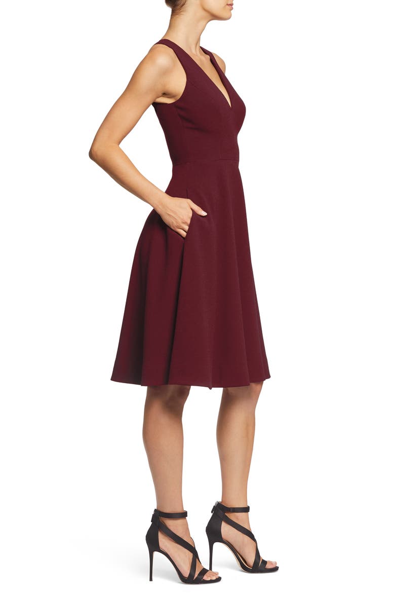 Catalina Fit & Flare Cocktail Dress, Alternate, color, BURGUNDY