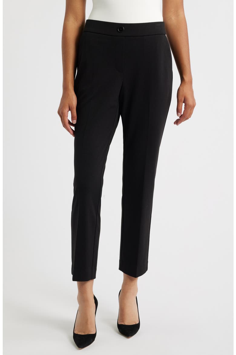 Faux Fly Straight Leg Pants, Main, color, ANNE BLACK