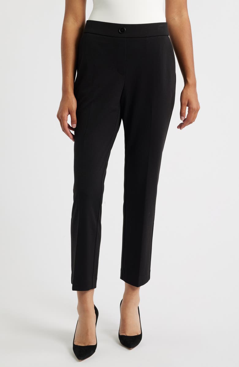 AK ANNE KLEIN Faux Fly Straight Leg Pants, Main, color, Anne Black