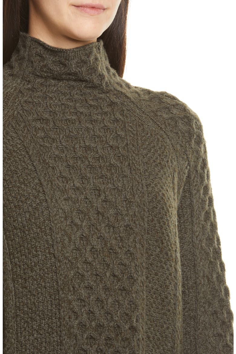 Mixed Cable Wool & Cashmere Blend Sweater, Alternate, color, HEATHER FROG/ FOREST
