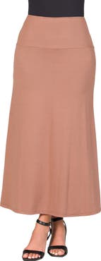 24seven Comfort Apparel Elastic Waist Maxi Skirt
