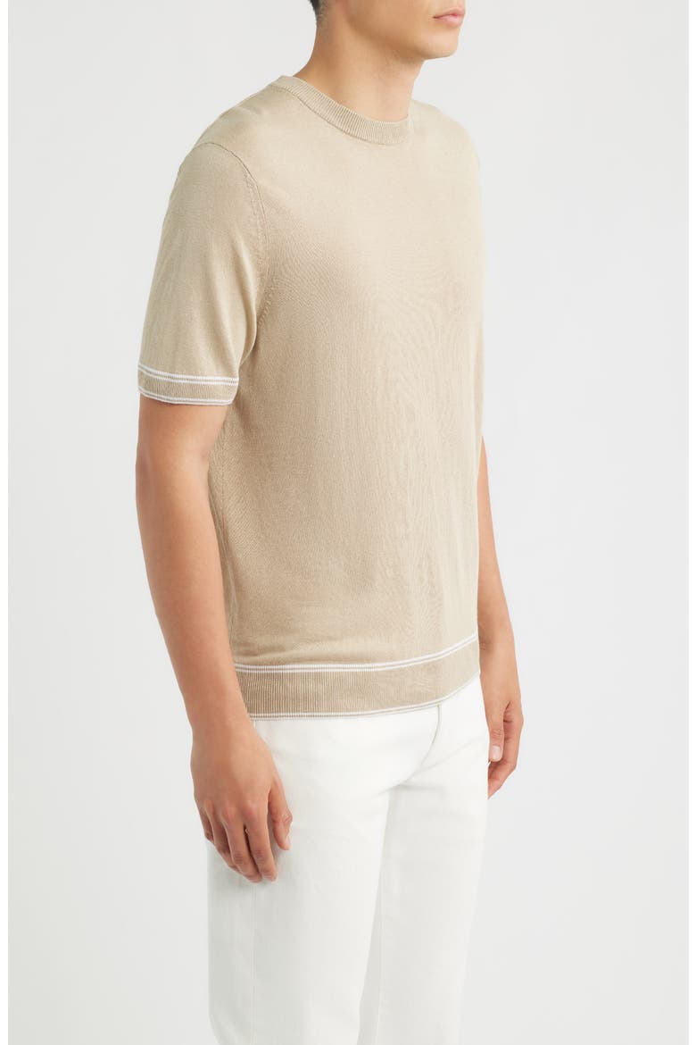 Norberto Linen Blend Short Sleeve Sweater, Alternate, color, OPEN BEIGE