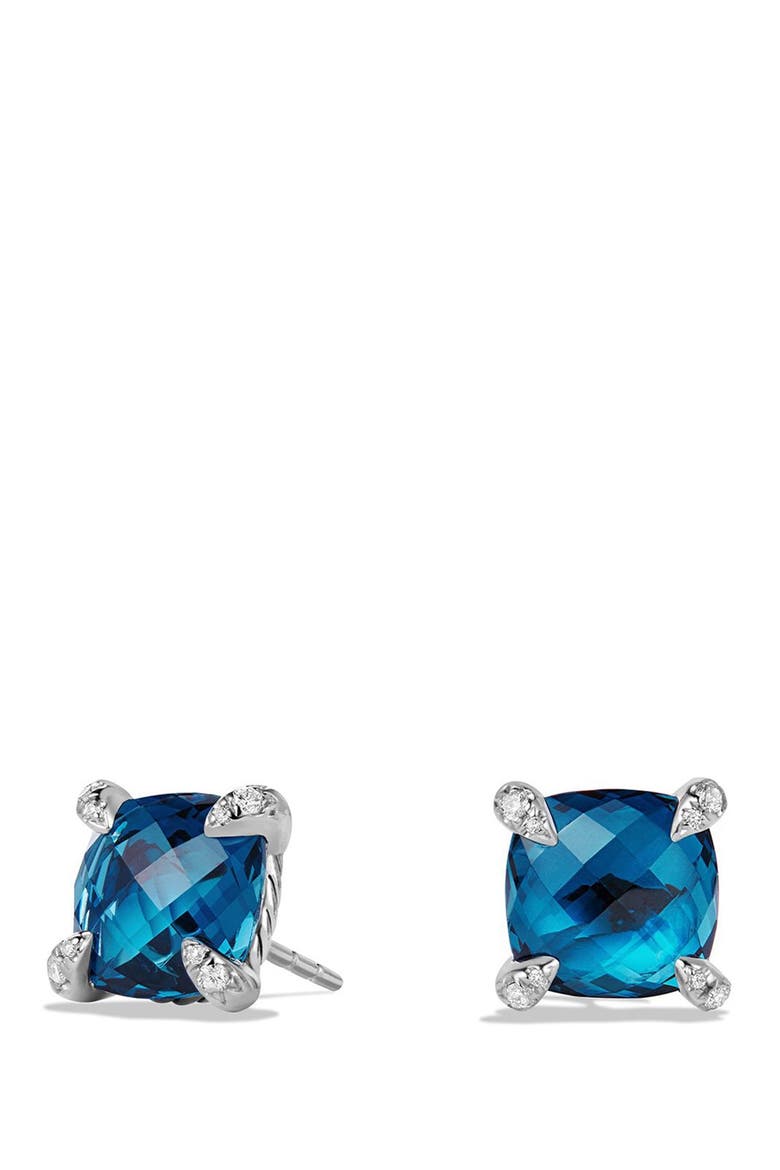 Châtelaine Earrings with Semiprecious Stones & Diamonds, Main, color, SILVER/ HAMPTON BLUE TOPAZ