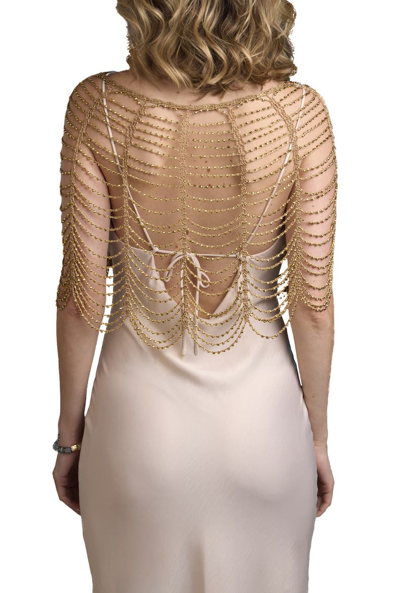 Beaded Capelet, Alternate, color, GOLD