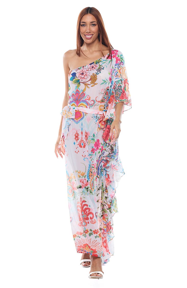 RANEES One Shoulder Ruffle Dress, Alternate, color, White