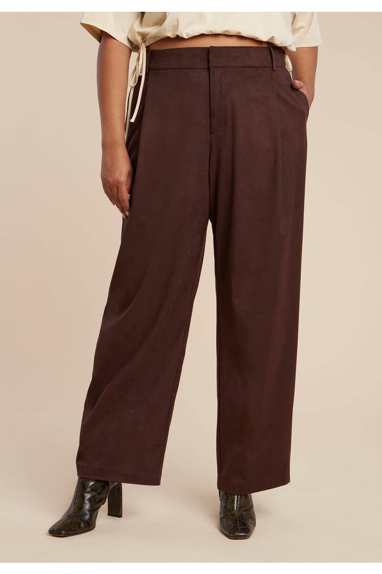 Faux Suede Wide Leg Pant, Alternate, color, CHICORY COFFEE