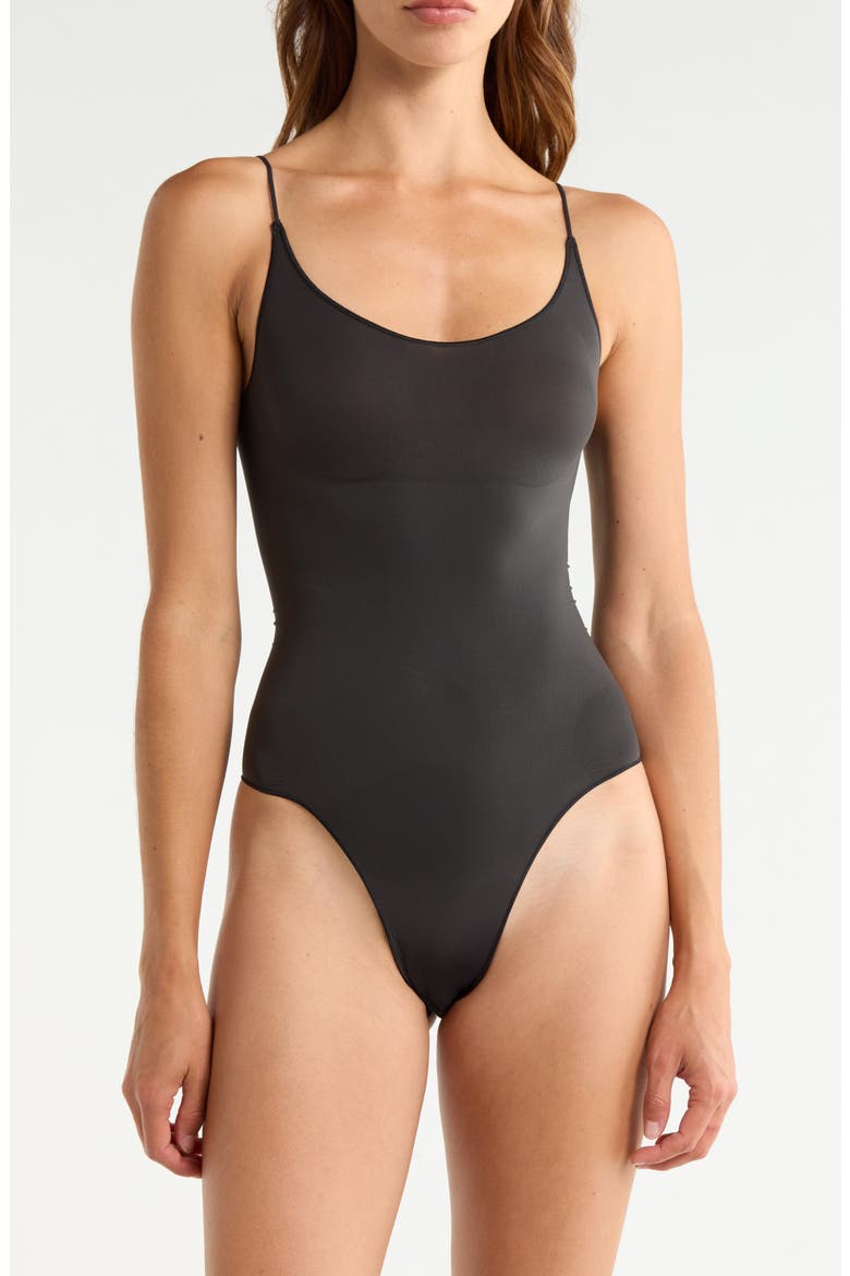 Sheer Seamless Thong Bodysuit, Main, color, ONYX