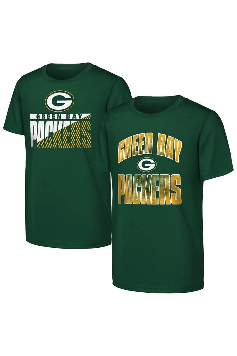 Youth Outerstuff  Green Green Bay Packers Never Quit 2-Pack T-Shirt Set, Main, color, Green