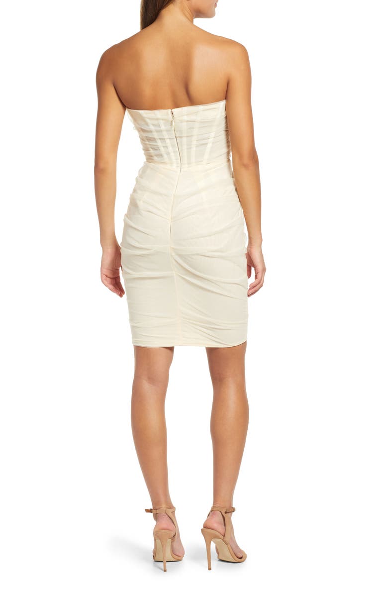 HOUSE OF CB Leila Mesh Strapless Corset Dress, Alternate, color, Ivory