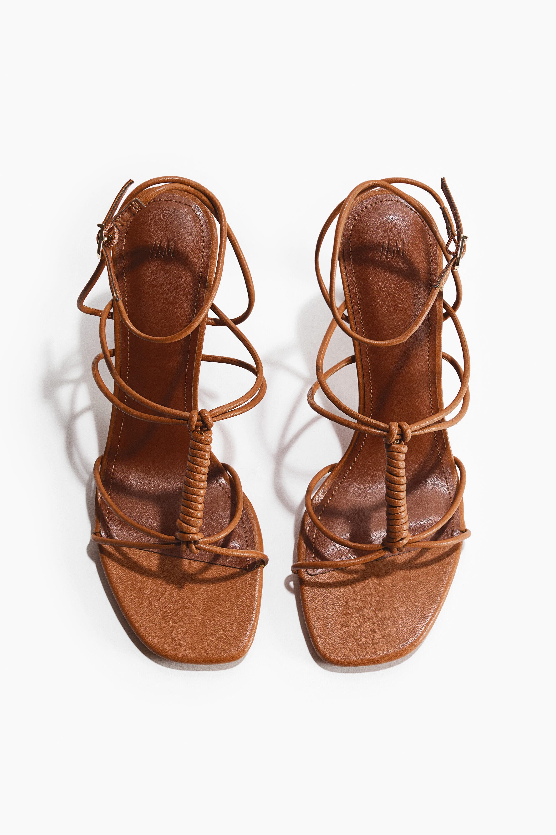 H&M Heeled Strappy Sandals, Alternate, color, Brown