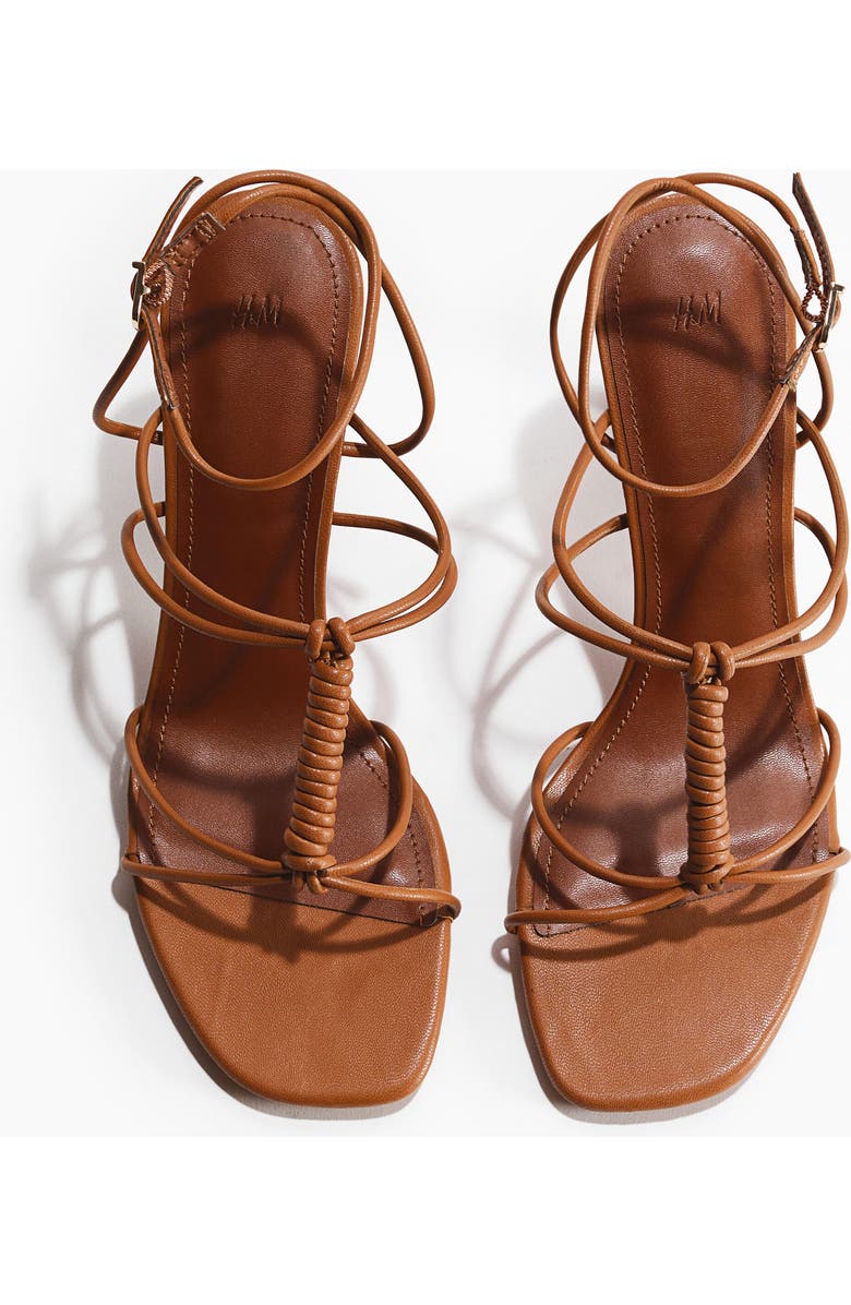 H&M Heeled Strappy Sandals, Alternate, color, Brown