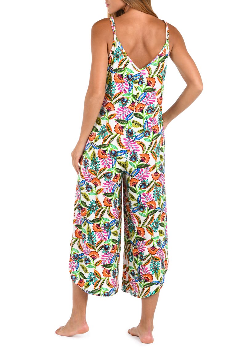 Jungle Crop Wide Leg Cover-Up Jumpsuit, Alternate, color, WHITE MULTI