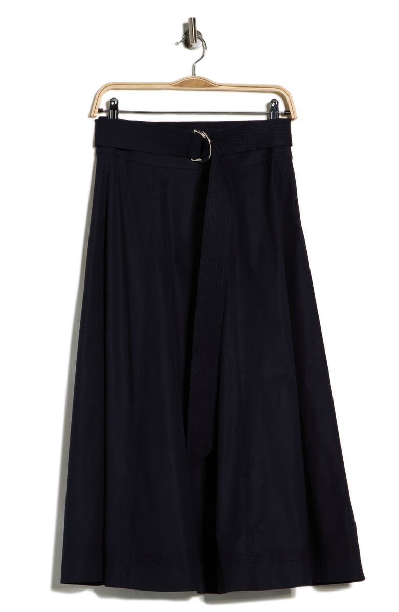 Veronica Beard Facia Belted Poplin A-Line Skirt, Main, color, Navy